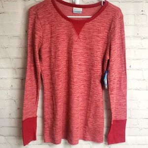 NWT Columbia Womens Waffle Long Sleeve Shirt..Red..Size Medium